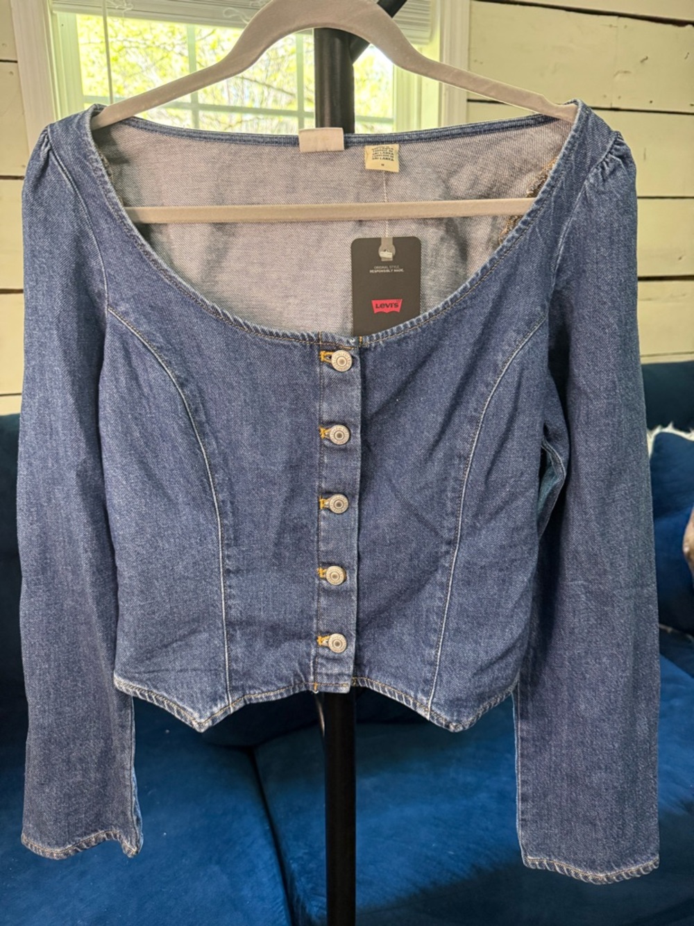 Levi's Blue Denim Button-Front Long Sleeve Blouse
